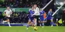 Sheffield Wednesday's Ian Poveda battles with Leicester City's Kiernan Dewsbury-Hall during the Sky Bet Championship match between Leicester City a...