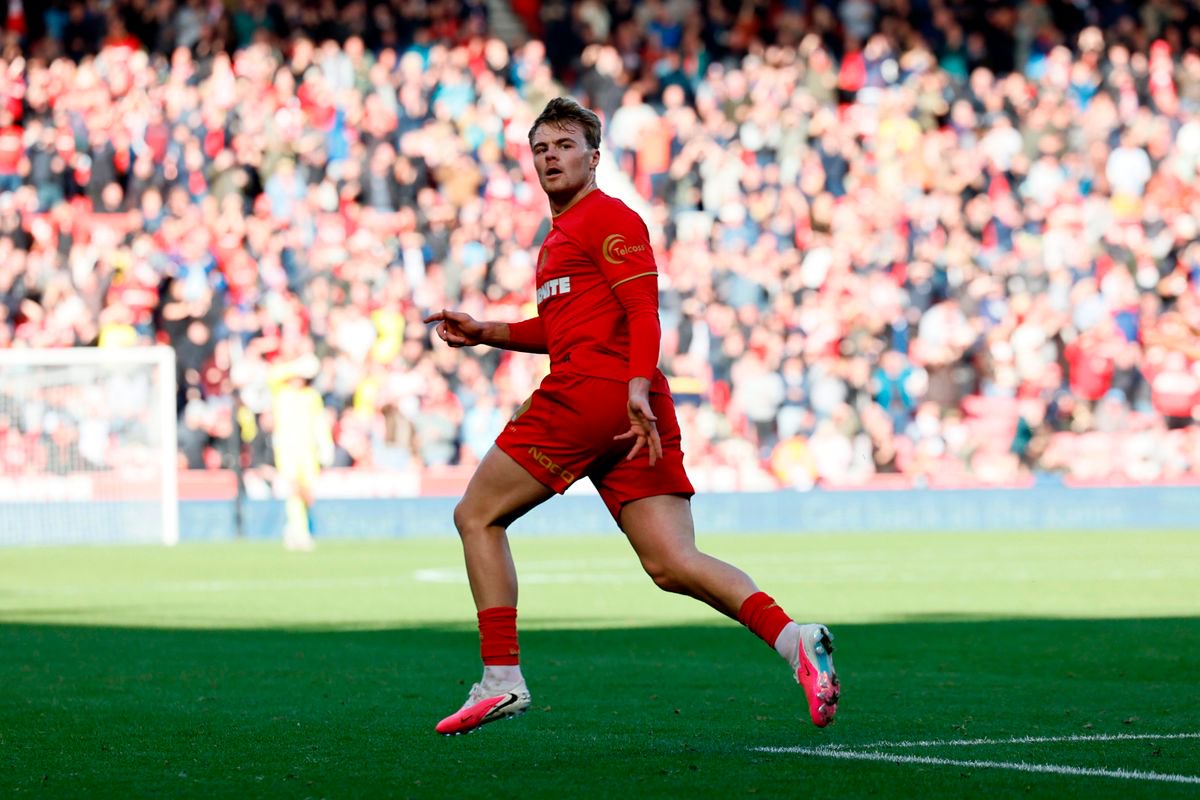 Middlesbrough's Tommy Conway celebrates after scoring