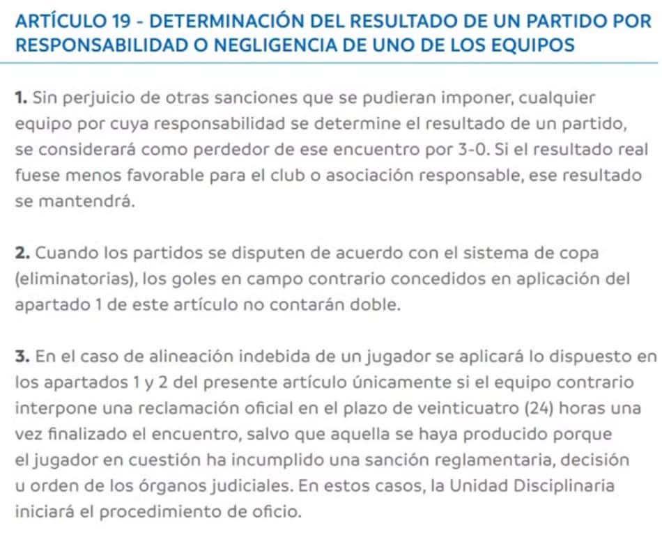 Arquivo: Flamenp Recorrer Alt Texto: Texto Legal em Espanhol Sobre Resultados de Partidas por Responsabilidade e Culpa.