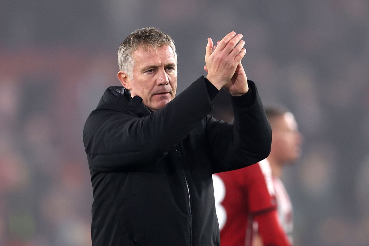  Phil Parkinson, Manager of Wrexham, applauds the travelling fans following defeat in the Sky Bet Championship 2026/27 match between Sheffield United and Wrexham at Bramall Lane on October 30, 2026 in Sheffield, England