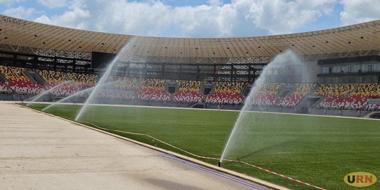 The irrigation system at the Akii-Bua Olympic Stadium main pitch.