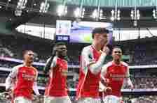 Kai Havertz celebrates scoring Arsenal's third goal in Sunday's North London Derby