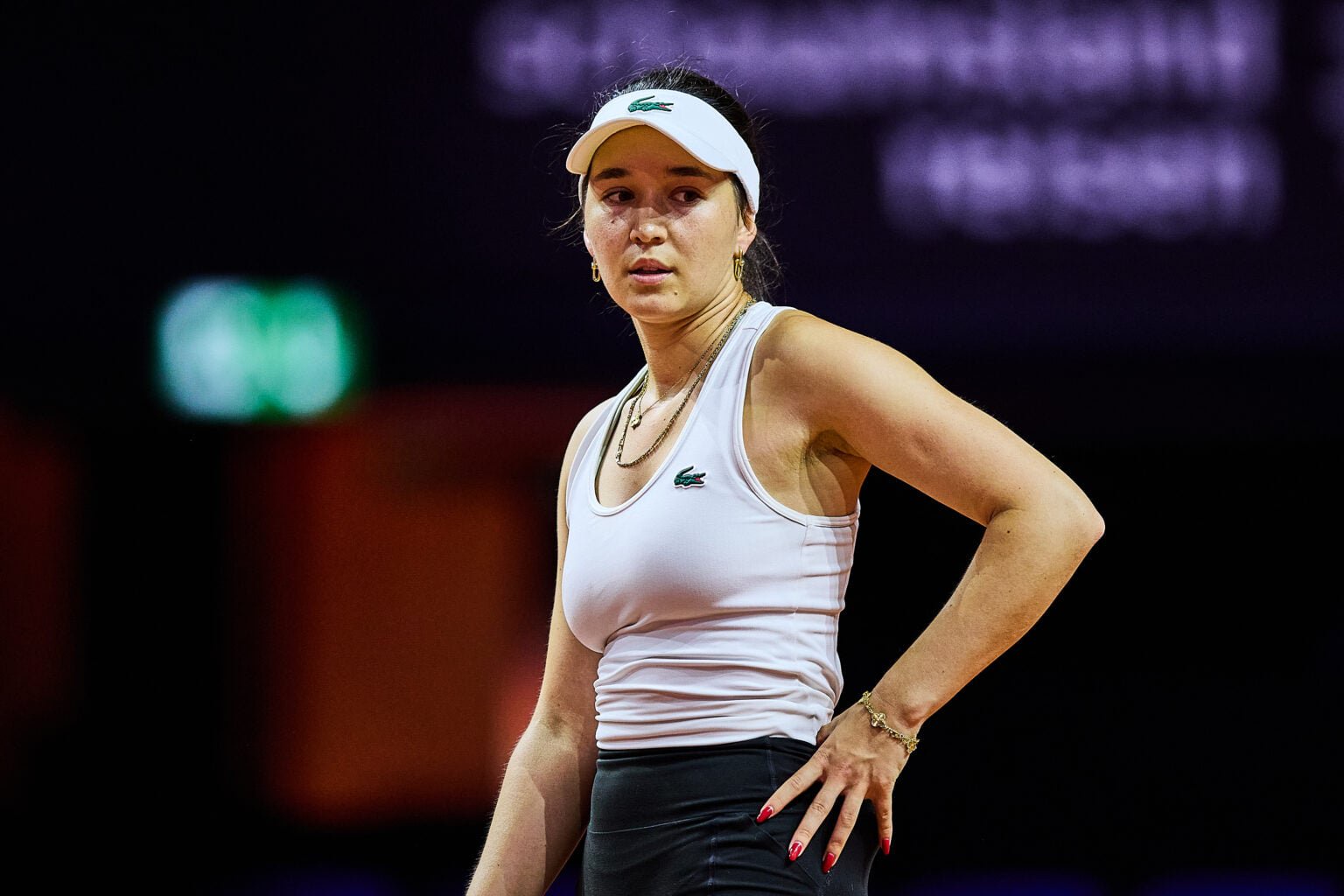 Eva Lys during a practice session ahead of the 2026 Porsche Tennis Grand Prix in Stuttgart.