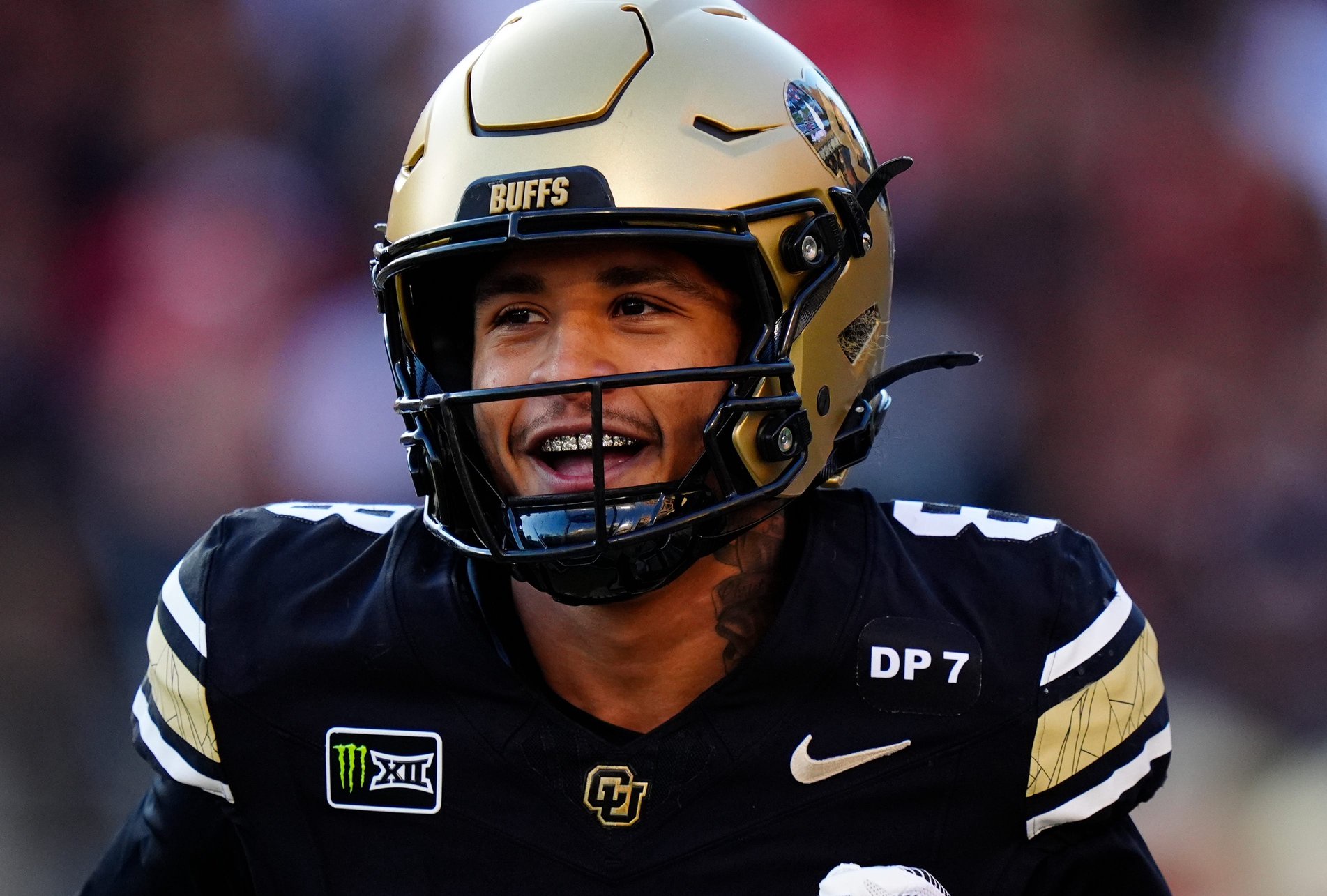 Oct 3, 2026; Boulder, Colorado, USA;  Colorado Buffaloes wide receiver Joseph Williams (8) reacts after his touchdown reception in the first quarter against the Texas Tech Red Raiders at Folsom Field.  Mandatory Credit: Ron Chenoy-Imagn Images