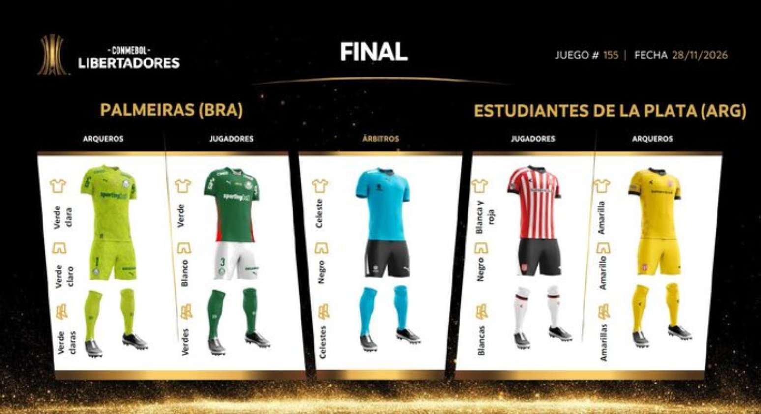 Palmeiras utilizará a camisa verde diante o Estudiantes.