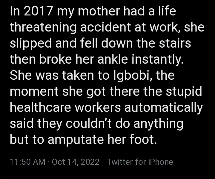 Teddy A Narrated How Healthcare Workers Wanted to Amputate His Mother's Broken Leg in 2017