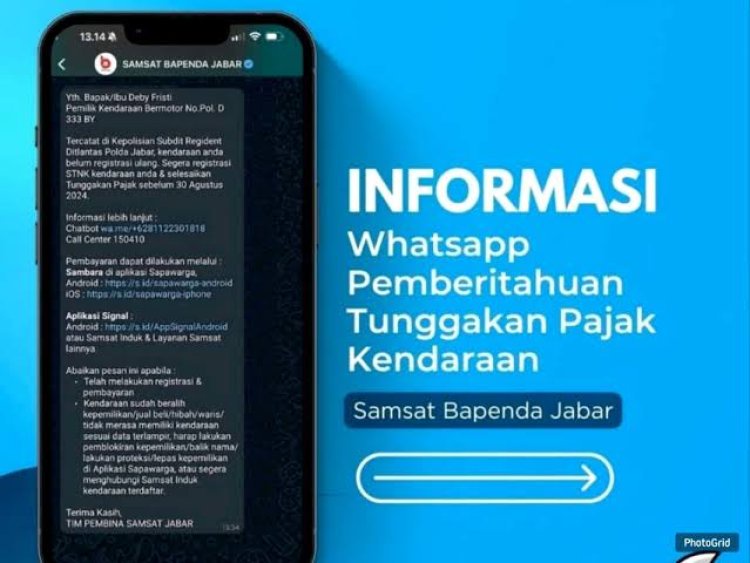 Siap-siap, Penunggak Pajak Kendaraan Bakal Dapat Pesan WhatsApp