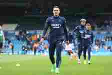 Connor Roberts is warming up before the Sky Bet Championship match between Leeds United and Southampton at Elland Road in Leeds, on May 4, 2024.