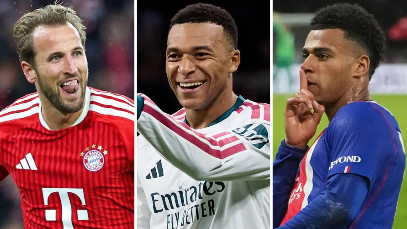 Harry, Kane, Kylian Mbappe and Desire Doue with goals.