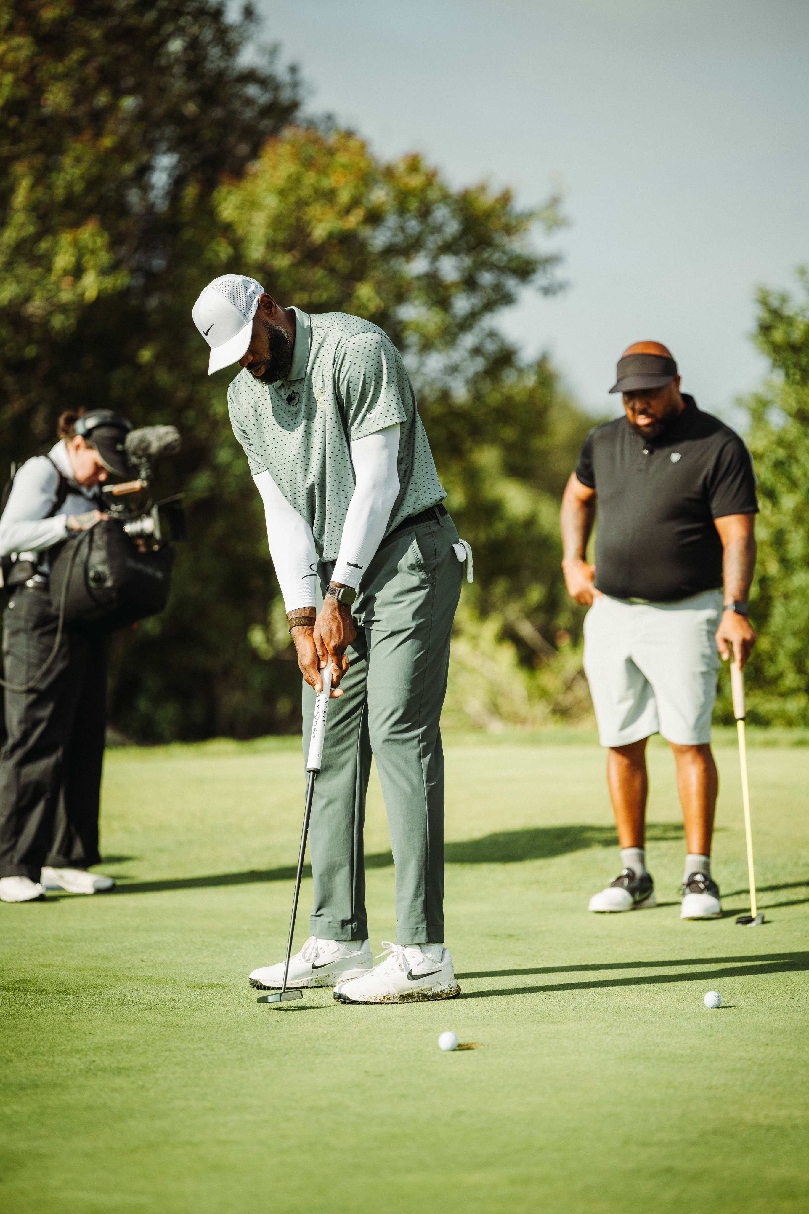 LeBron James attempts to break 100 on a California golf course for a $1 million donation to his Akron charity.