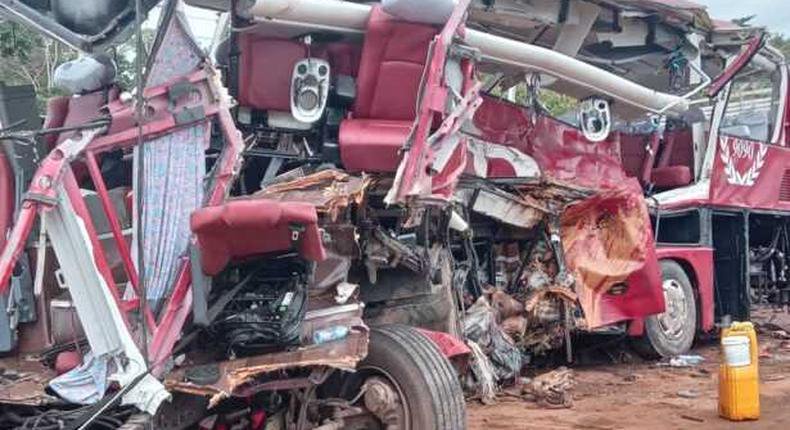 VIP bus crash with tanker in suhum.