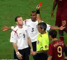 Wayne Rooney was sent off in the 2006 World Cup quarter-finals against Portugal as England went on to lose on penalties