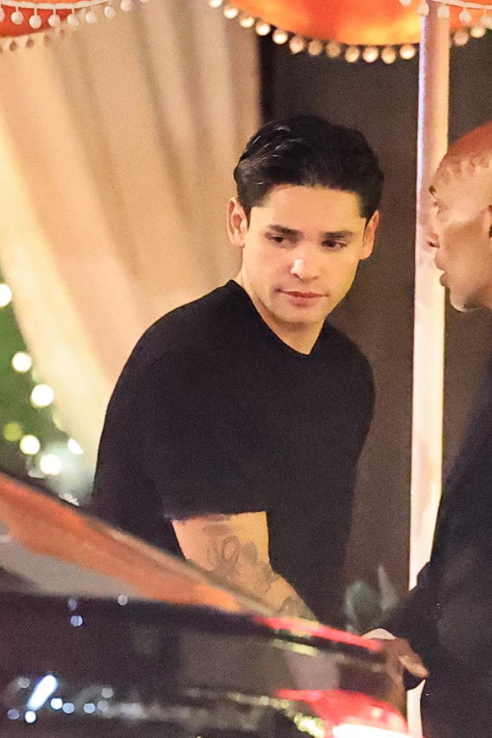 Ryan Garcia wearing a black t-shirt during a night out in West Hollywood.