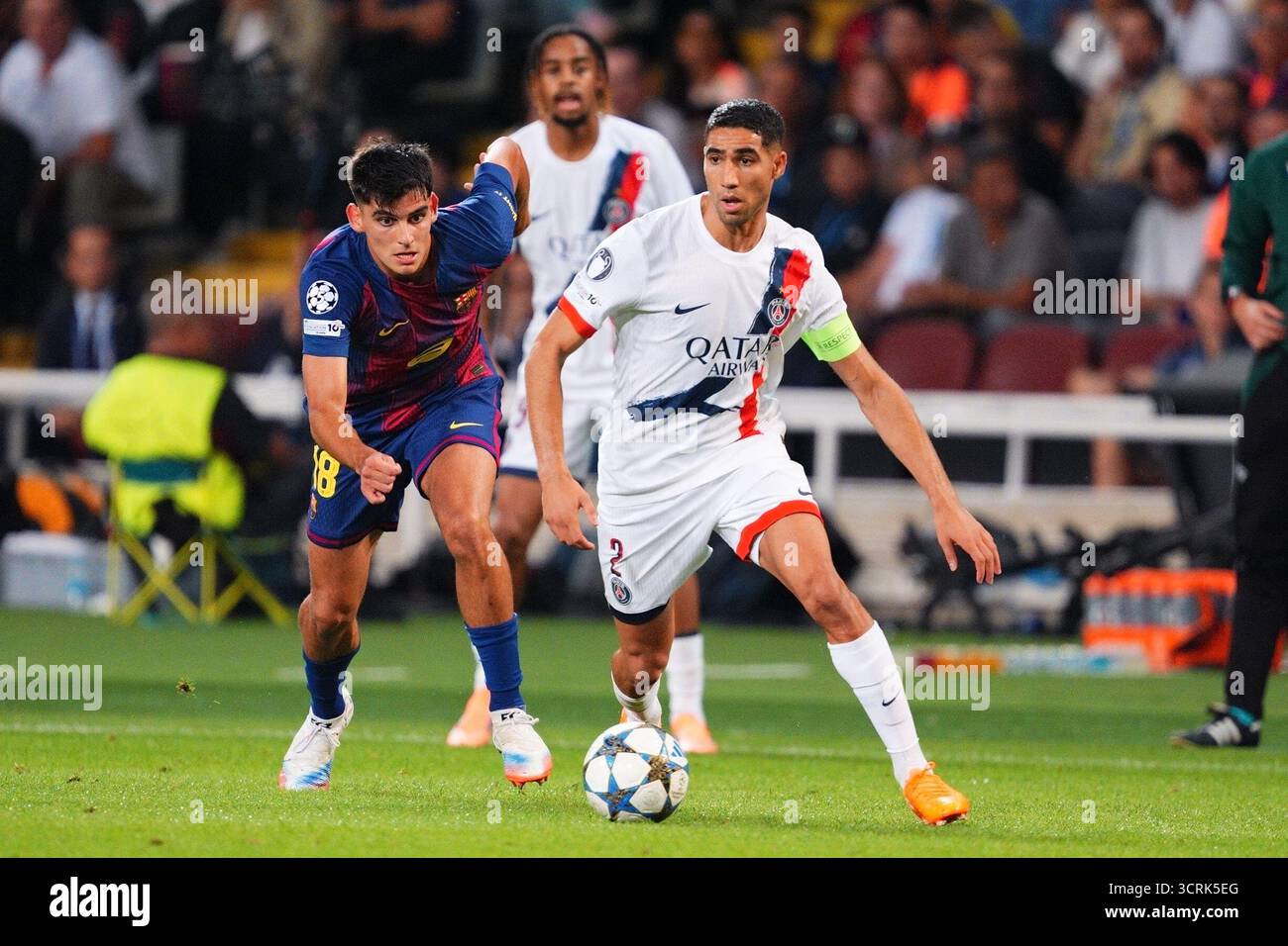 October estadi johan cruyff barcelona spain champions league football barcelona versus paris saint germain achraf hakimi pari