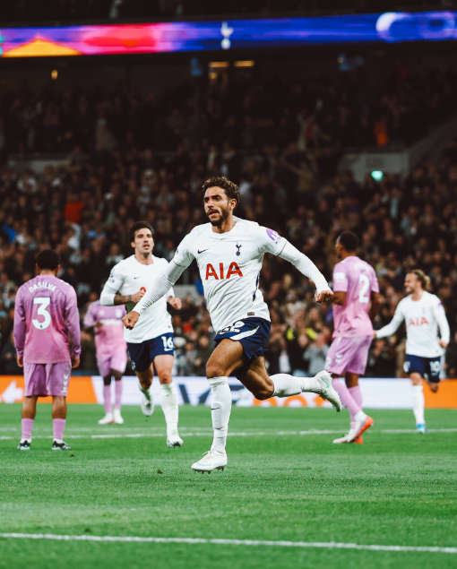 Tottenham's Omar Marmoush celebrates his goal against Coventry on Monday, October 19, 2026. PHOTO/https://www.facebook.com/TottenhamHotspur/photos