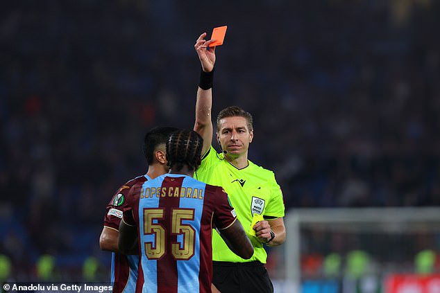 Trabzonspor had Sidney Cabral sent off late on but the game was long since won at that point