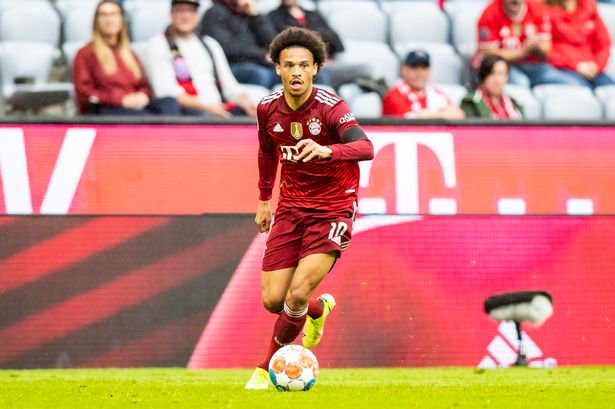 MUNICH, GERMANY - AUGUST 22: (BILD ZEITUNG OUT) Leroy Sane of Bayern Muenchen compete during the Bundesliga match between FC Bayern Muenchen and 1. FC Koeln at Allianz Arena on August 22, 2021 in Munich, Germany.