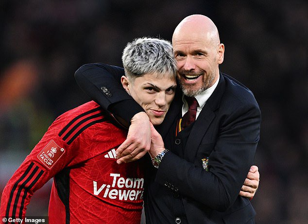 Erik ten Hag (right) has spoken highly about Alejandro Garnacho after their time at Man United