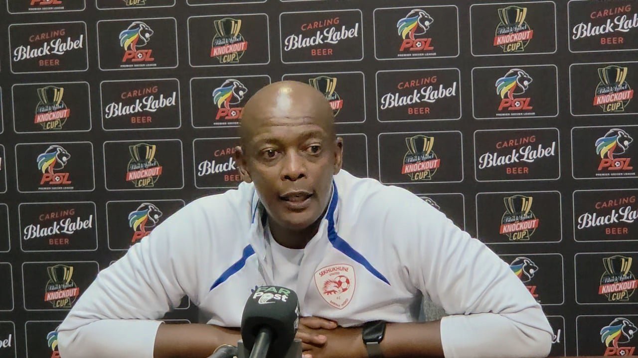 Papi Zothwane talking to members of the media at the New Peter Mokaba Stadium in Polokwane. 