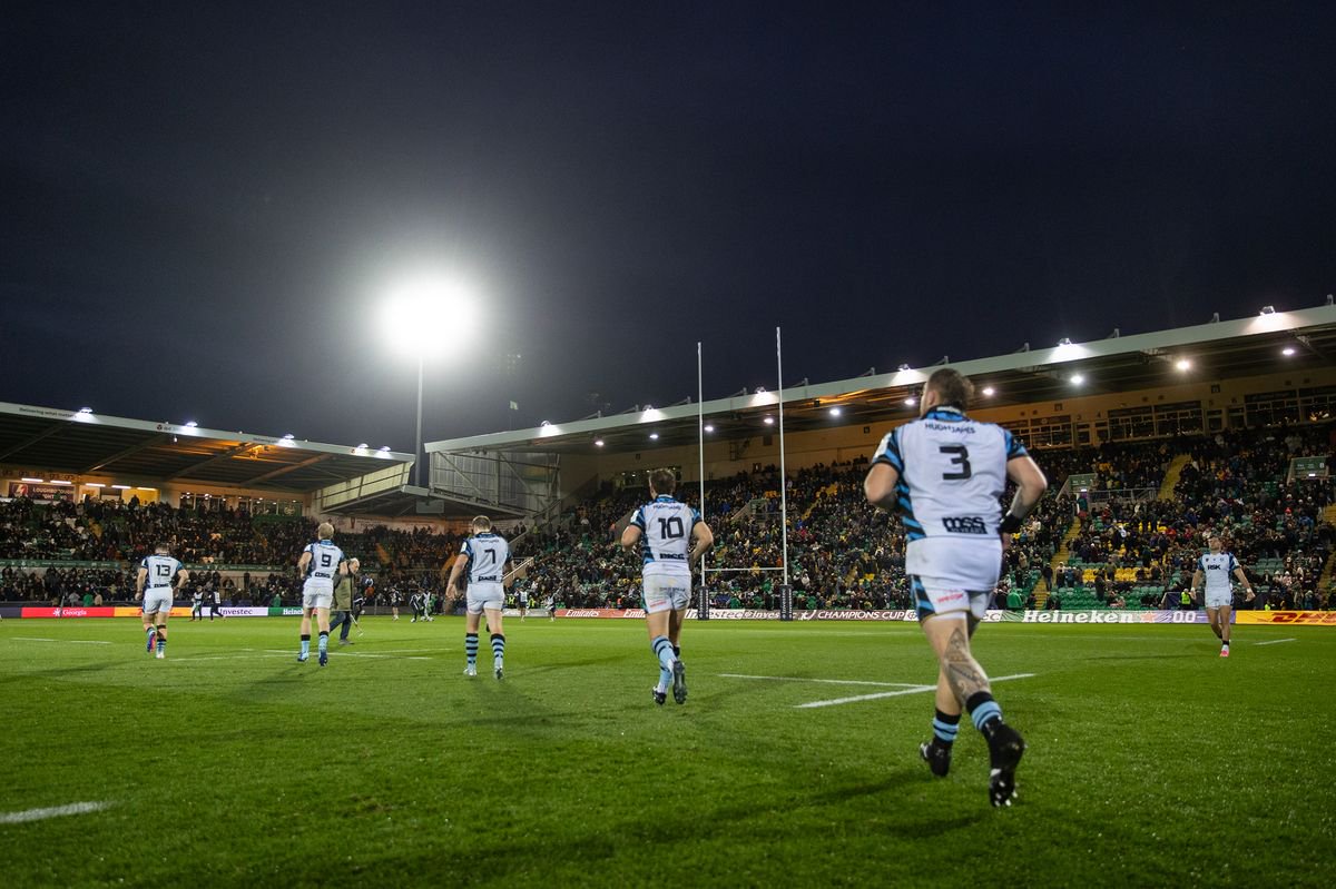 Cardiff run out for the second half against Northampton. A security incident saw the players ushered straight from the field at the end of the game