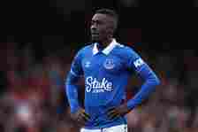 Idrissa Gueye of Everton looks on during the Premier League match between Everton FC and Brentford FC at Goodison Park on April 27, 2024 in Liverpo...