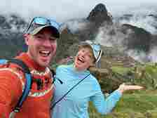 Lina and David Stock at Machu Picchu in Peru after hiking the Inca Trail