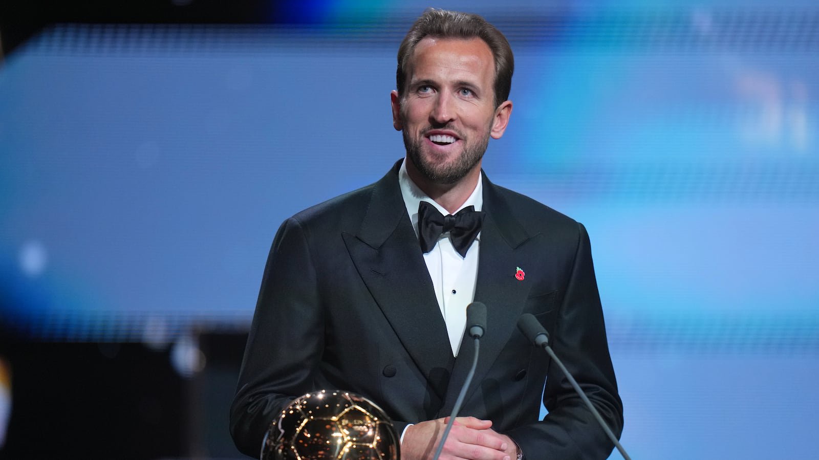 Harry Kane savours winning the men’s Ballon d’Or (Kin Cheung/AP)