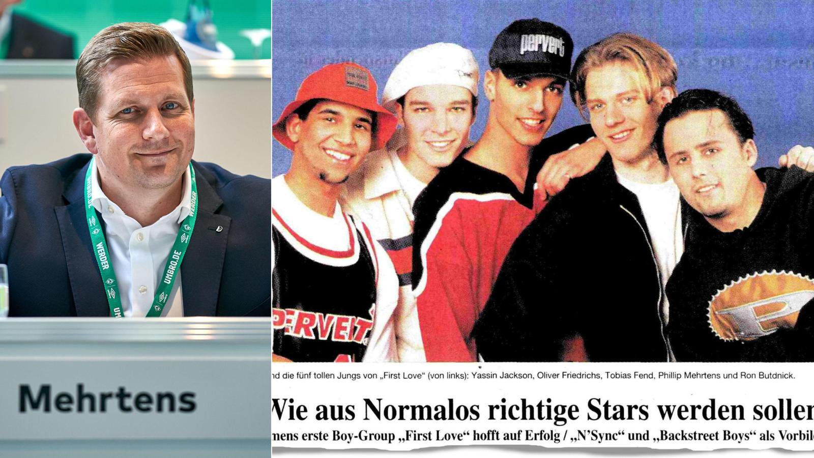 Philipp Mehrtens (l. und 2.v.r.), wohl der nächste Präsident des SV Werder Bremen, war früher Teil der Boyband „First Love“.