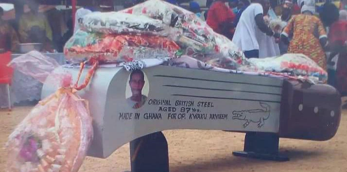 Photos: Man buried in cutlass coffin causes massive reactions