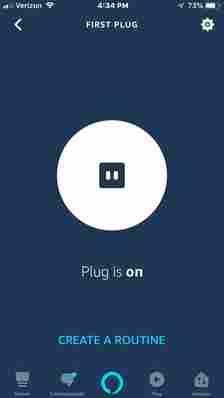 Smart Plug on and off app screen