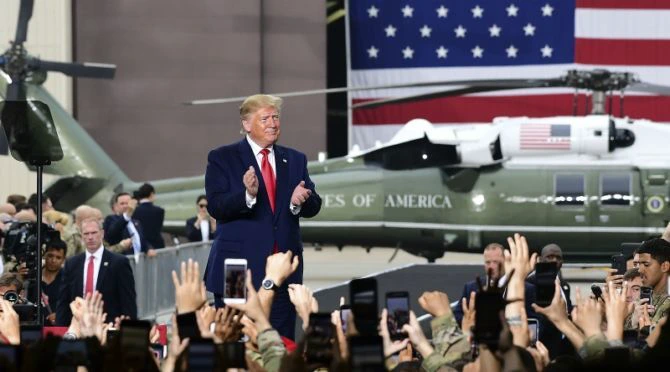 President Donald Trump speaks to U.S. troops at the Osan Airbase in Pyeongtaek, South Korea.