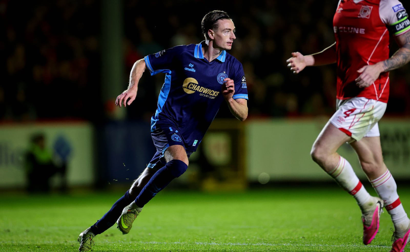 Shels’ Daniel Kelly celebrates scoring his side’s second goal of the game. Photograph: Ryan Byrne/Inpho