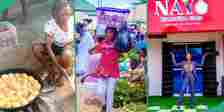 Benue State University Student Who Sells Snacks Opens Barbing Salon, Employs People to Work For Her