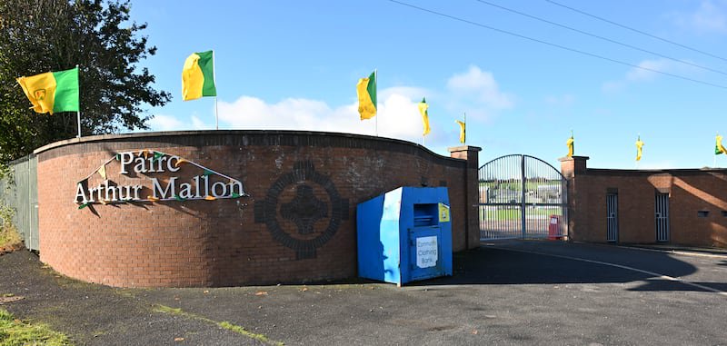 The gates of Pairc Arthur Mallon taken in Edendork, named after their former starlet who died in a road traffic accident in 1993, aged just 17. PICTURE: Oliver McVeigh