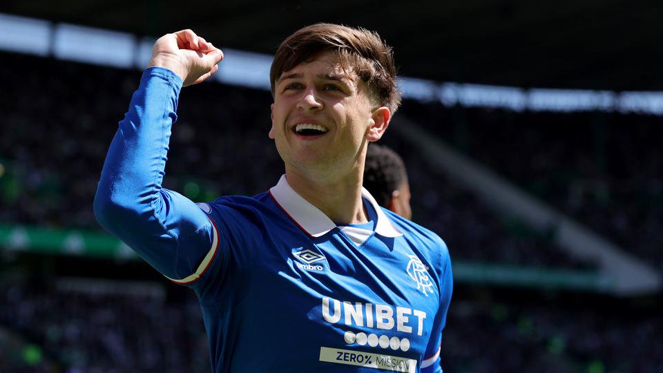 Happy times: Mikey Moore nach seinem Tor für die Rangers gegen Erzrivale Celtic