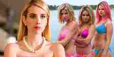 Blended image of Emma Roberts and the young women from Spring Breakers