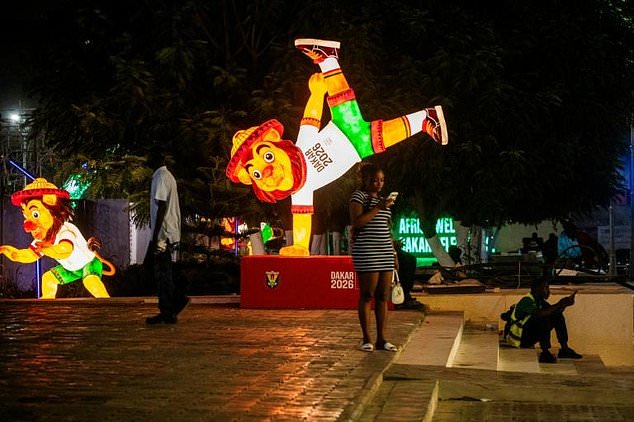 YOG 2026 mascot Ayo in Dakar's central square, Place de l'Independance