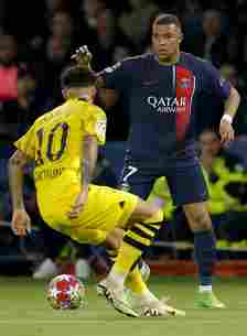 Sancho putting the hard yards in to KO Kylian Mbappe in the Champions League
