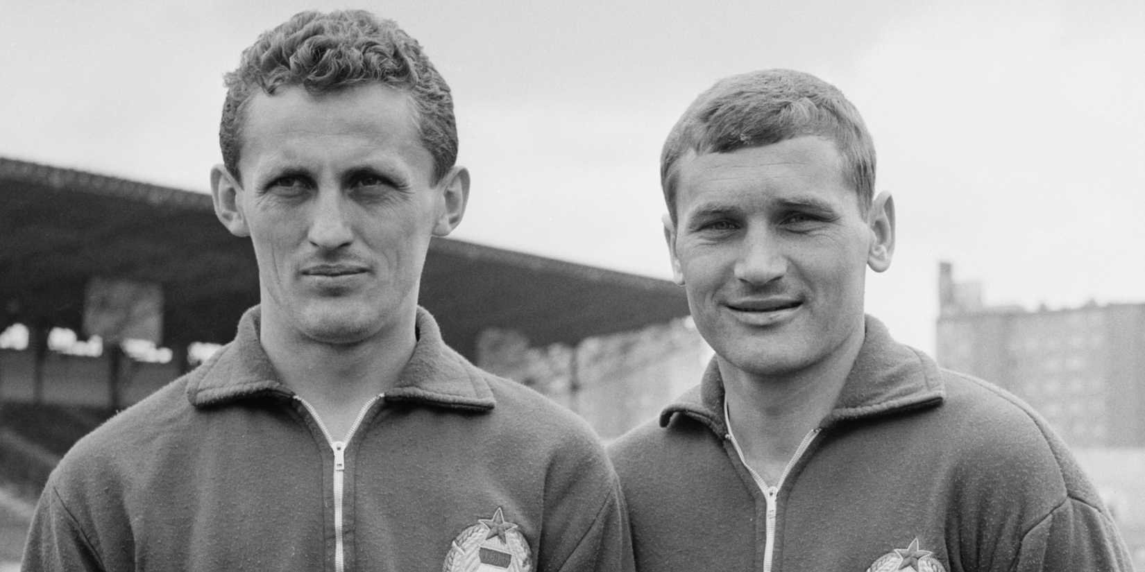 Flórián Albert (left) and Lajos Tichy.