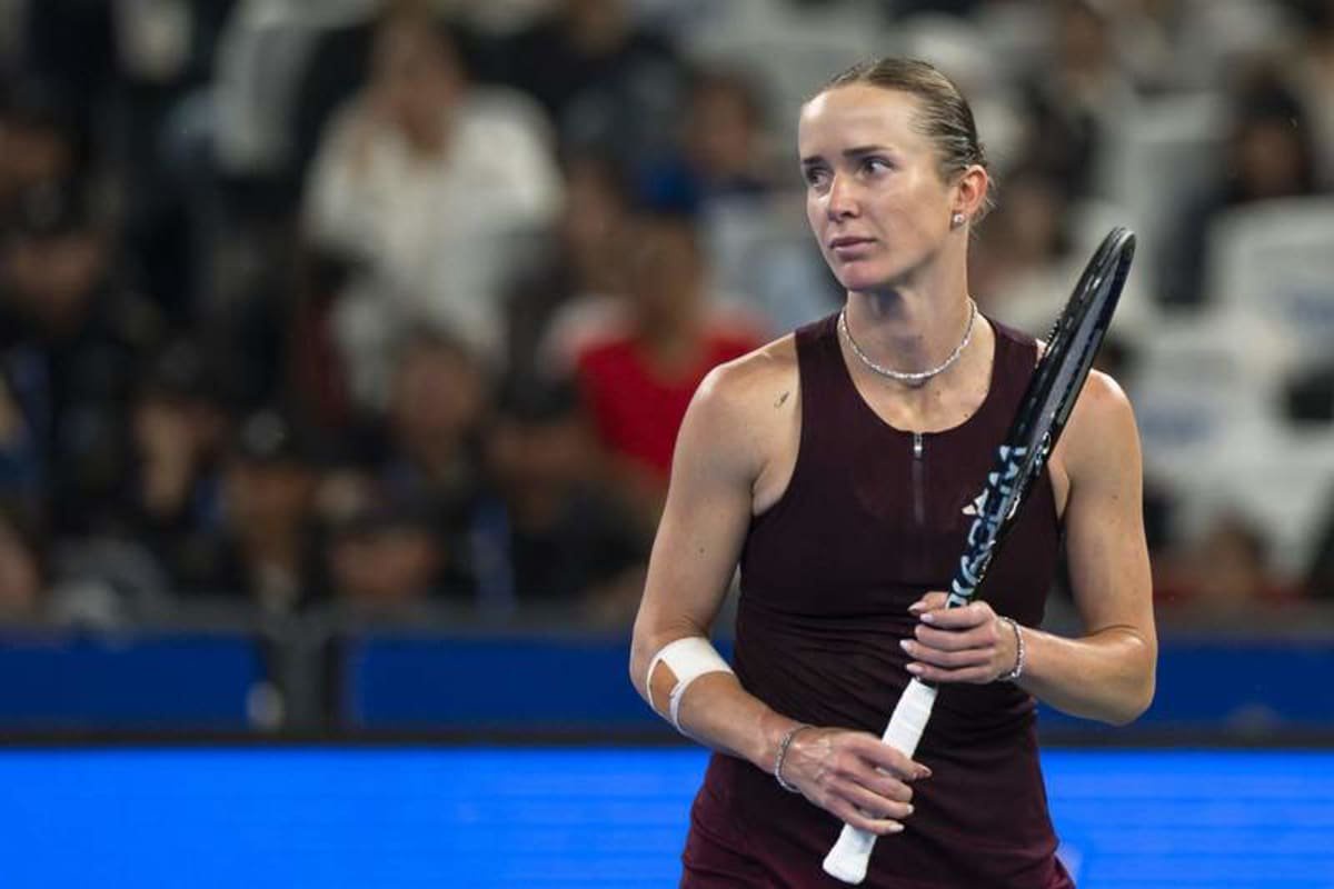 Elina Svitolina of Ukraine reacts against Sonay Kartal of the United Kingdom during the women's singles quarter finals on the day five of Wuhan Open at Optics Valley International Tennis Center on October 16, 2026 in Wuhan, China. ©Getty