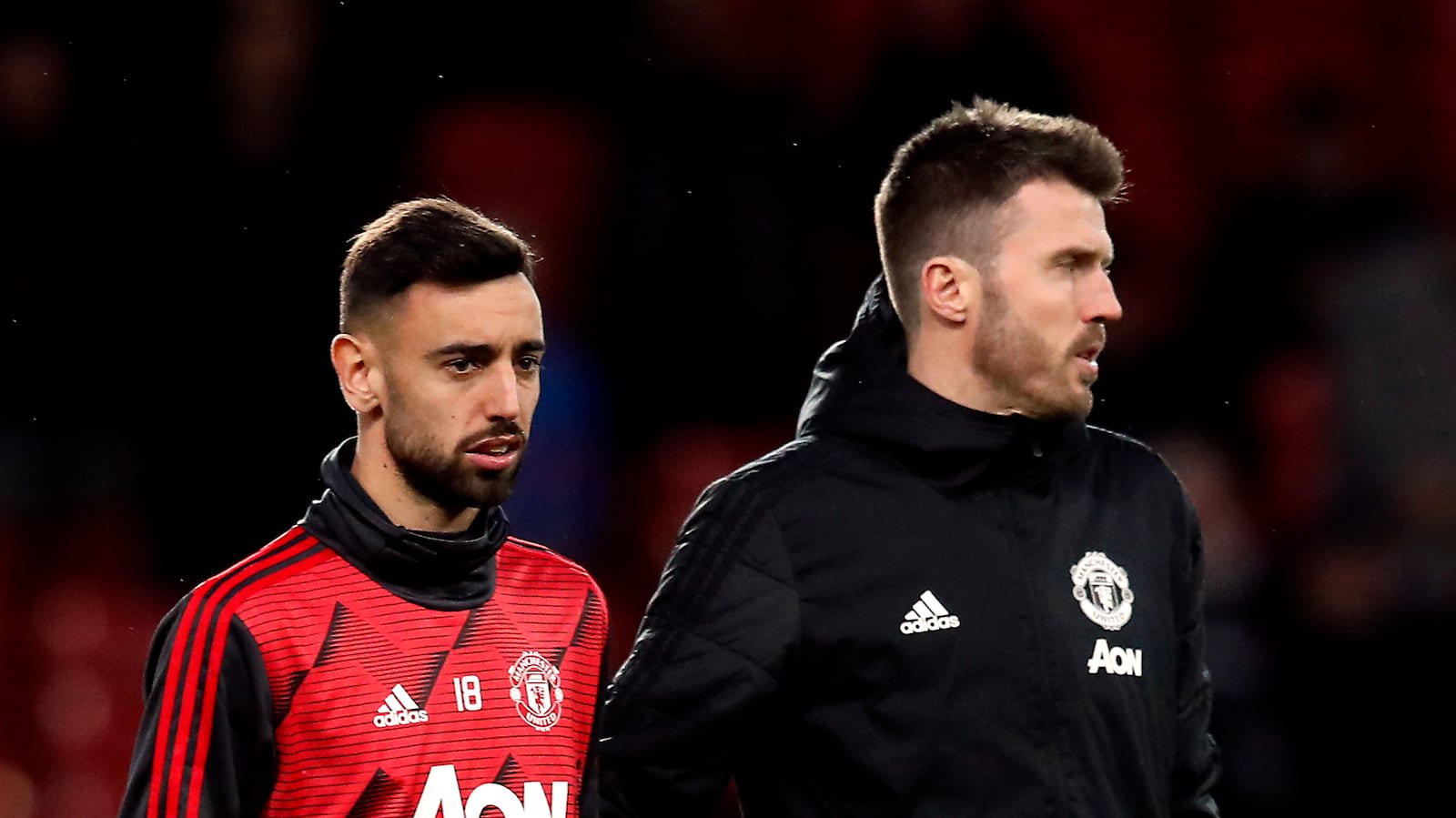 Michael Carrick (right) says he will do ‘what’s best’ for Manchester United over the midweek outburst by Bruno Fernandes (right), .