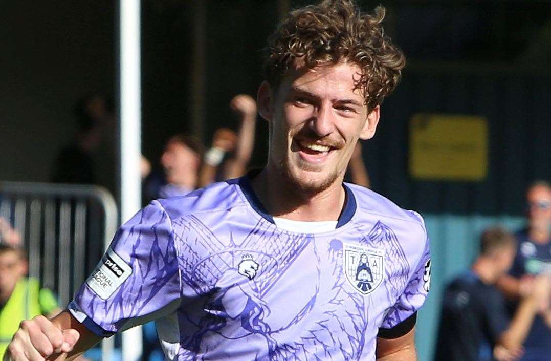 Tonbridge striker Frankie Baker - scored twice against Folkestone on Tuesday. Picture: David Couldridge