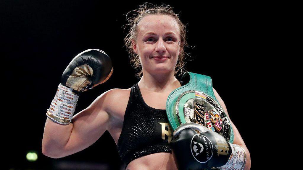 Raven Chapman celebrates after winning a fight 