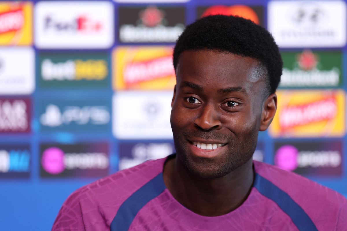MANCHESTER, ENGLAND - OCTOBER 19: Marc Guehi of Manchester City speaks to the media during a Manchester City Press Conference at Manchester City Football Academy on October 19, 2026 in Manchester, England. (Photo by Carl Recine/Getty Images)