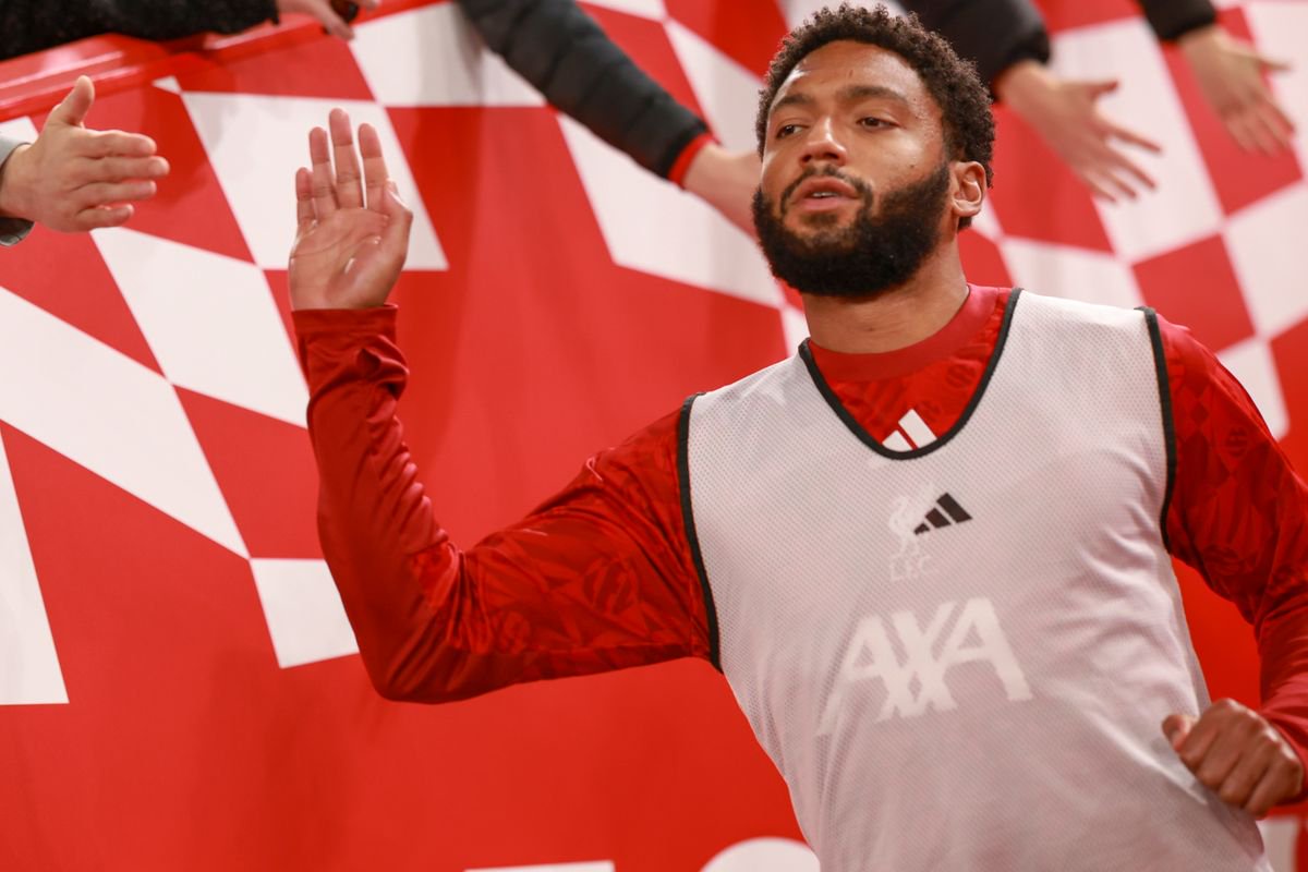 Joe Gomez of Liverpool runs out ahead of the Carabao Cup fourth round match against Chelsea at Anfield on October 28 2026