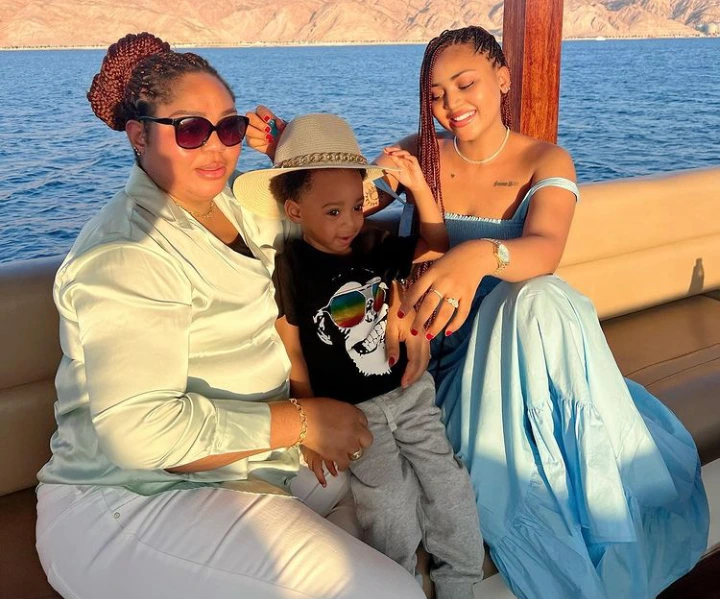 Nollywood Actress, Regina Daniels Pictured With Mother And Son In Cute Photos