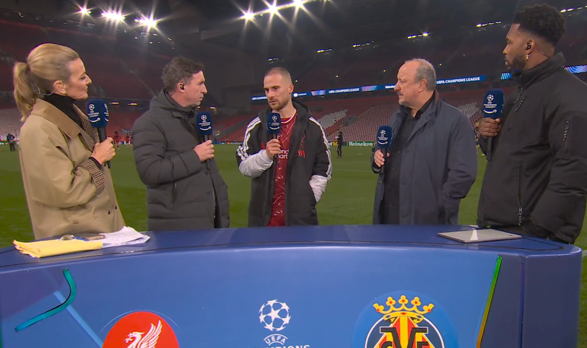Alexis Mac Allister spoke to Gabby Logan after the final whistle at Anfield