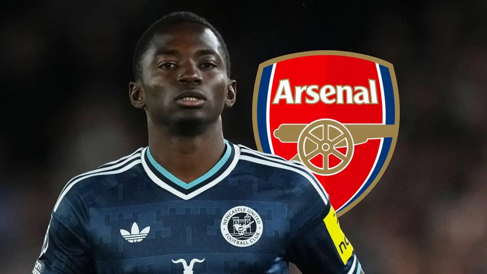 Newcastle winger Bazoumana Toure with an Arsenal badge