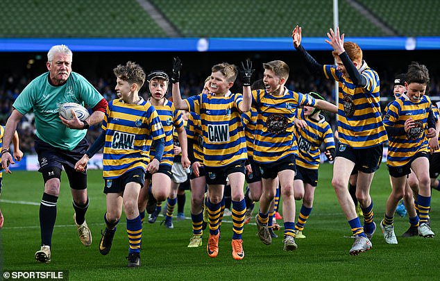 Monkstown Minis enjoying themselves at half time of the Champions Cup Leinster-Edinburgh match at the Aviva stadium earlier this year