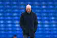Erik ten Hag Manager/Head Coach of Manchester United prior to the Premier League match between Chelsea FC and Manchester United at Stamford Bridge ...